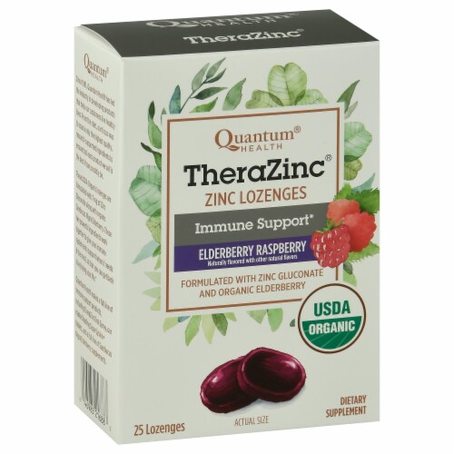 Quantum Health® Therazinc® Elderberry Raspberry Dietary Supplement Perspective: front
