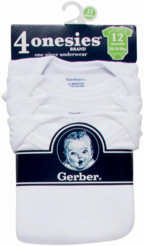 Gerber® Childrenswear Onesies Babies Short-Sleeve Bodysuit - White - 4 Pack Perspective: front