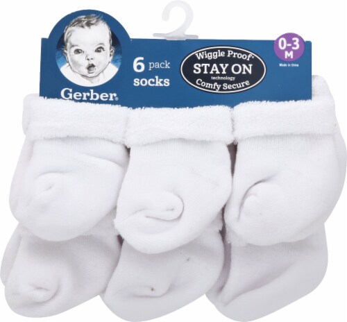 Gerber® Childrenswear Babies' Cuffed Terry Socks - White - 6 Pair, 6 pk -  Fred Meyer