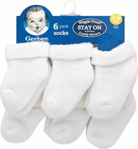 Gerber® Childrenswear Babies' Cuffed Terry Socks - White - 6 Pair