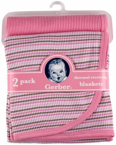 Gerber Childrenswear Baby Girls Thermal Receiving Blankets Pink