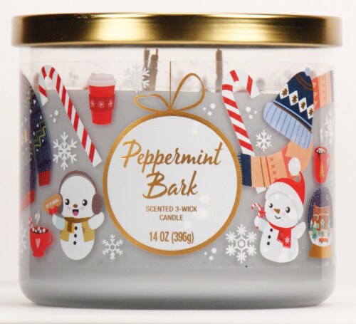 Star Candle Company Peppermint Bark 3-Wick Candle Perspective: front