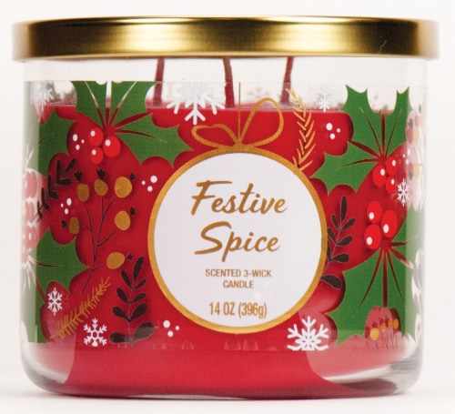 Star Candle Company Festive Spice 3-Wick Candle Perspective: front