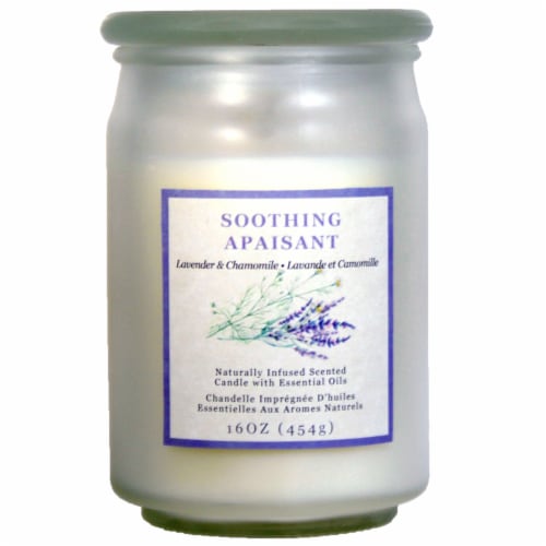 StarLytes Soothing Apaisant Lavender & Chamomile Scented Jar Candle - White Perspective: front