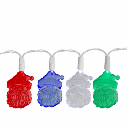 Sienna 20 Multi-Color Santa Claus LED Novelty Christmas Lights - 10 ft White Wire Perspective: front