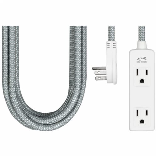 iLive 3-Outlet Fabric Power Cord - White Perspective: front