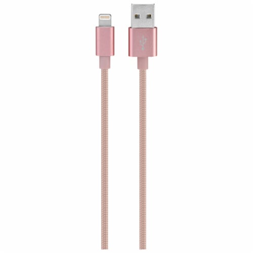 iLive Fabric Lightning Charging Cable - Pink Perspective: front