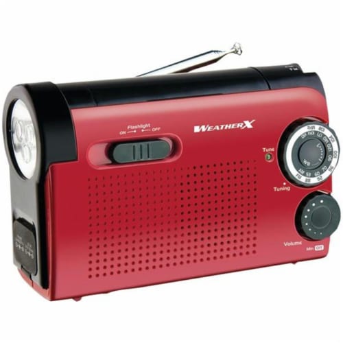 WeatherX Weather Band Radio with Flashlight, WR182R Perspective: front