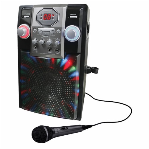 GPX Bluetooth Karaoke Machine with LED Lights - Black Perspective: front