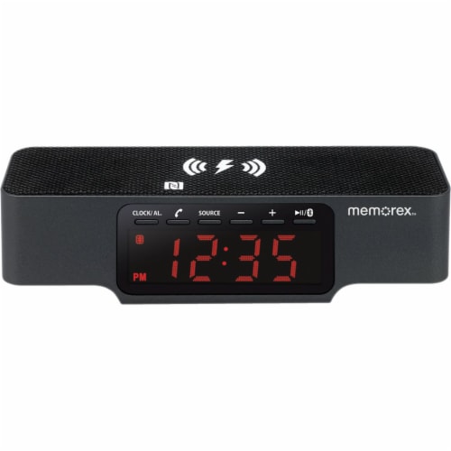 Memorex Wireless Charge Alarm Clock - Black Perspective: front