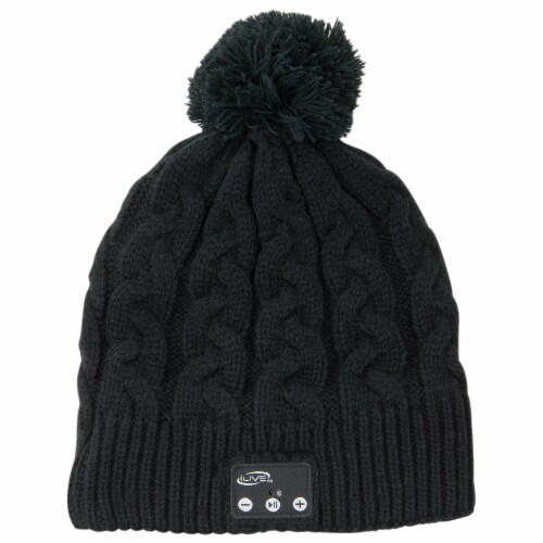 iLive Wireless Music Bluetooth Knit Beanie - Black Perspective: front