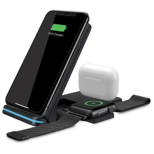 iLive 3-in-1 Wireless Charging Stand - Black Perspective: front