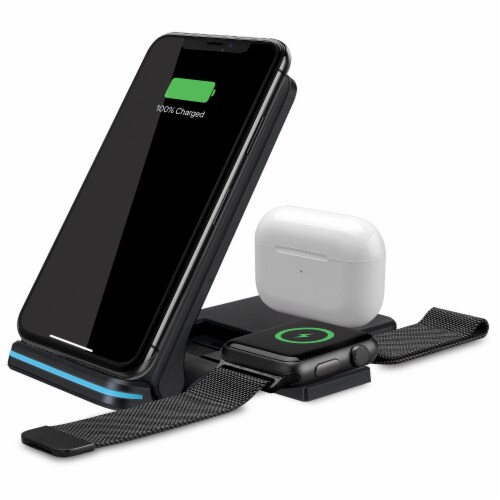 iLive 3-in-1 Wireless Charging Stand - Black Perspective: front