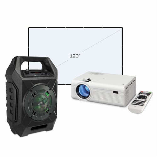 GPX Projector with Screen & Speaker Bundle Perspective: front