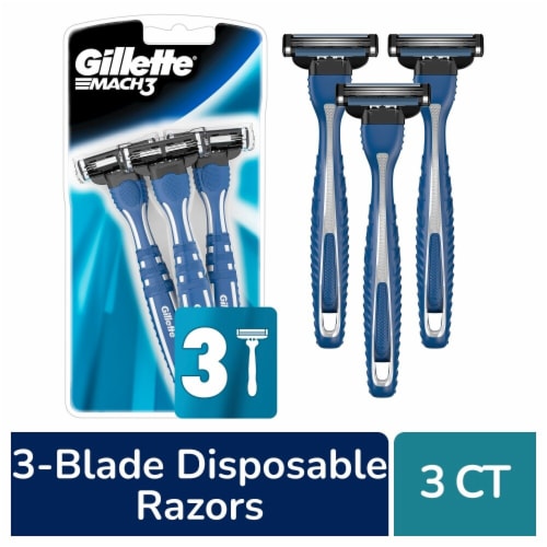 Gillette Mach3 Men's Smooth Blue Pivot 3-Blade Disposable Razors Perspective: front