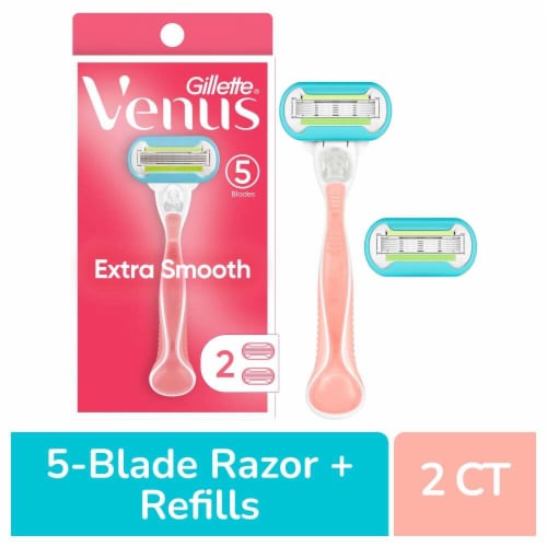 Gillette Venus Extra Smooth Women's 5-Blade Razors Handle and Refill Cartridges Perspective: front