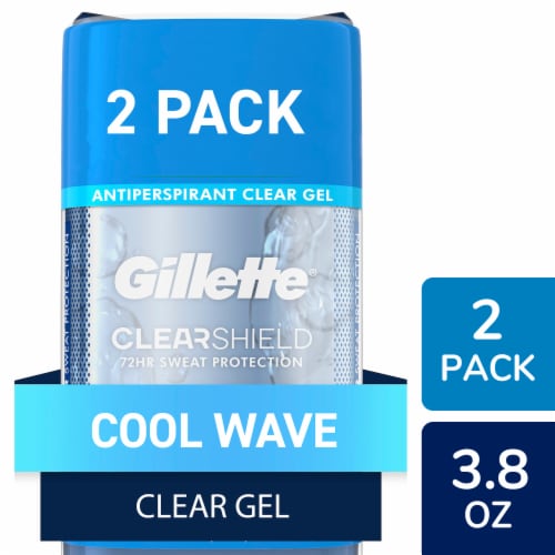 Gillette ClearShield for Men Antiperspirant Deodorant Clear Gel Cool Wave Scent 2-Pack Perspective: front