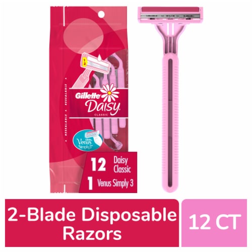 Gillette Daisy Women's Classic 2-Blade Disposable Razors + Venus Simply3 3-Blade Disposable Razor Perspective: front