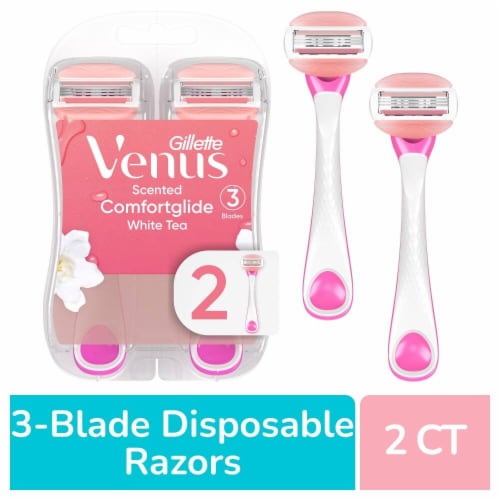 Gillette Venus Women s ComfortGlide White Tea Scented Moisture Bars 3 Blade Disposable Razors 2 count Gerbes Super Markets