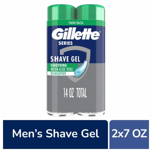 Gillette Series for Men Soothing with Aloe Vera Shave Gel Twin Pack Perspective: front