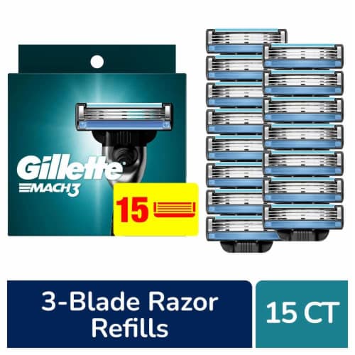Gillette Mach3 Men's 3-Blade Razor Blades Refills Cartridges Perspective: front