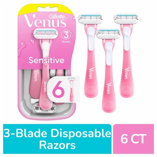 Gillette Venus Women's Sensitive Skin Pink Disposable Razors Perspective: front