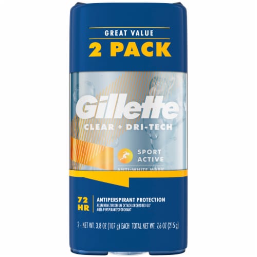 Gillette Clear + Dri-Tech Sport Active Clear Gel Antiperspirant/Deodorant Twin Pack Perspective: front