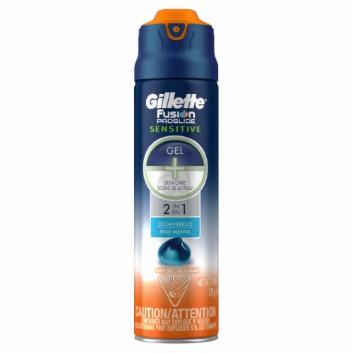 Gillette® Fusion ProGlide Sensitive Ocean Breeze 2-In-1 Shave Gel + Skin Care Perspective: front