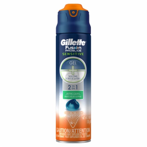 Gillette® Fusion ProGlide Sensitive 2-in-1 Alpine Clean Shave Gel Perspective: front