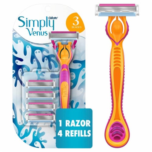 Gillette Simply Venus Refillable Disposable Razor Handle and Disposable Razor Refills Perspective: front