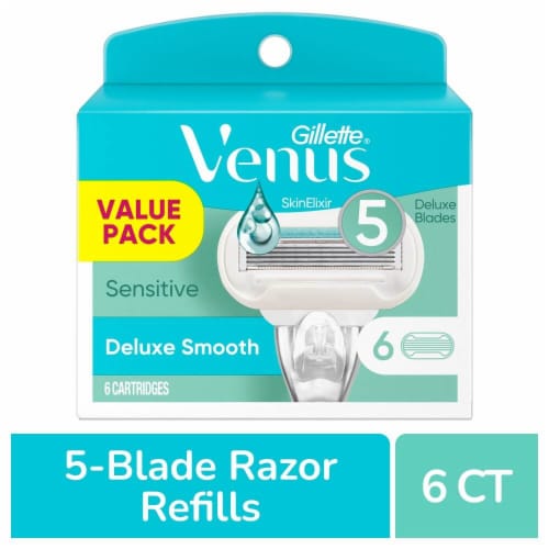 Gillette Venus Deluxe Smooth Sensitive Women's Razor Blade Refills Cartridges Perspective: front