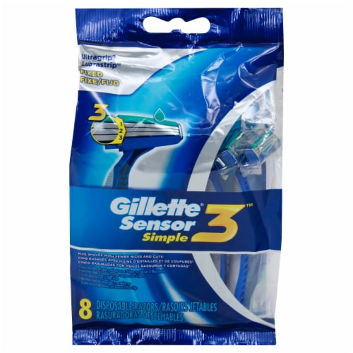 Gillette® Sensor3™ Simple Men’s Disposable Razors Perspective: front