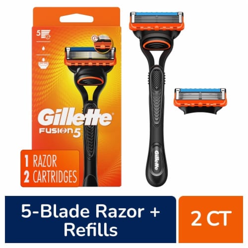 Gillette Fusion5 Men's Razors Handle and Blade Refill Cartridges Perspective: front
