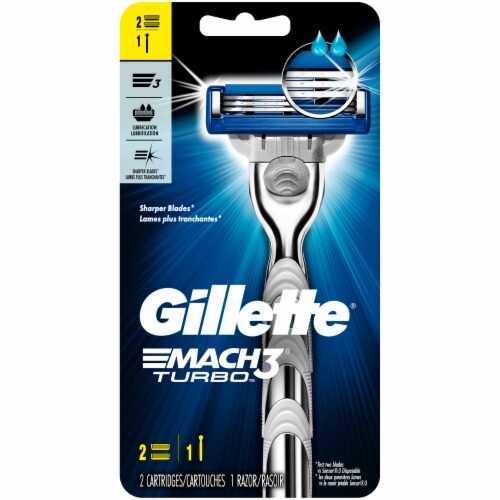 Gillette Mach 3 Turbo Razor and Cartridges Perspective: front