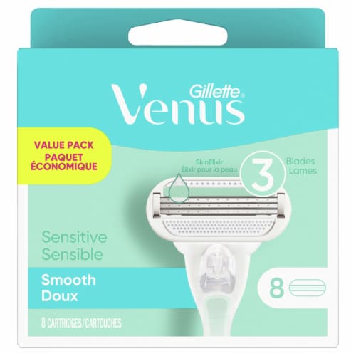 Gillette® Venus Sensitive Smooth Skin Elixir Women's Razor Blade Refills Cartridges Perspective: front