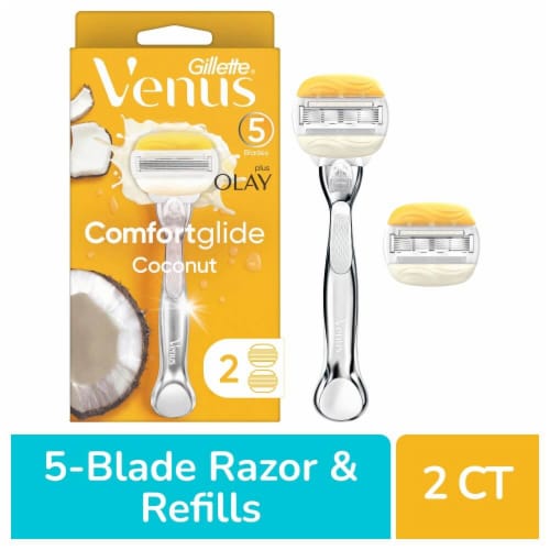 Gillette Venus Comfortglide plus Olay Coconut Women's Razors Handle and Cartridges Perspective: front