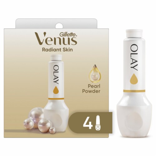 Gillette Venus Radiant Skin Pearl Powder Olay Razor Moisturizer Refills Perspective: front
