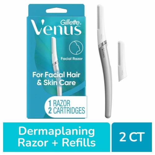 Gillette Venus for Facial Hair & Skin Facial Razor Exfoliating Dermaplaning Tool with Refills Perspective: front