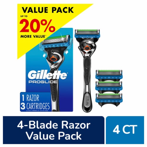 Gillette ProGlide Men's 5-Blade Razor Handle + Blade Refill Cartridges Value Pack Perspective: front