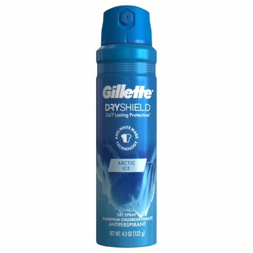 Gillette® Dry Shield 24/7 Lasting Protection Arctic Ice Dry Spray Antiperspirant Perspective: front