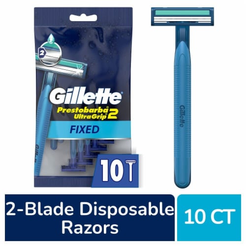 Gillette Prestobarba2 Men's UltraGrip Fixed Disposable Razors Perspective: front