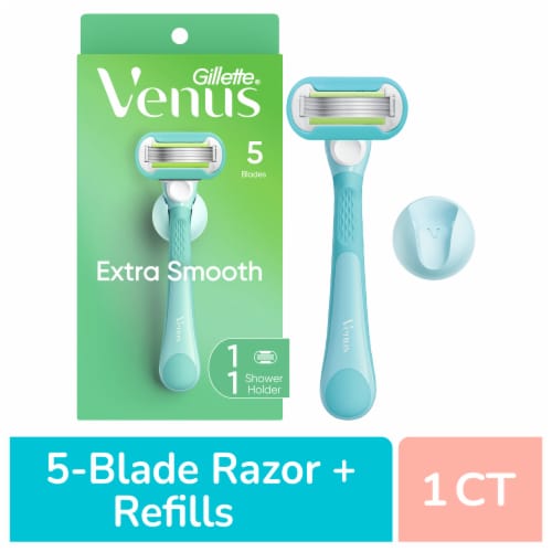 Venus Extra Smooth Women's Razor with Reusable Razor Handle, 1 Razor Blade Refill and Shower Holder Perspective: front