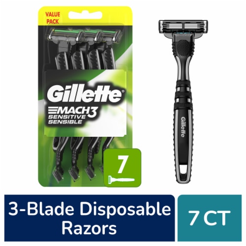 Gillette Mach3 Sensitive Men's Disposable Razors Perspective: front