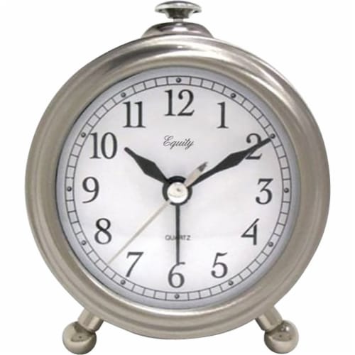 La Crosse Technology Equity Brushed Metal Battery Operated Alarm Clock 25655 Perspective: front
