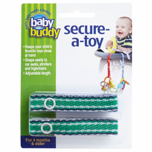 Baby Buddy Secure-A-Toy, Keep Toys & Teethers Off the Floor, Navy-Green Stitch Perspective: front