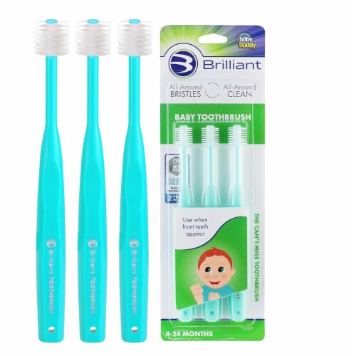 Brilliant Baby Toothbrush by Baby Buddy Ages 4 24 Months Round Head 3pk Mint 3 Count Mariano s