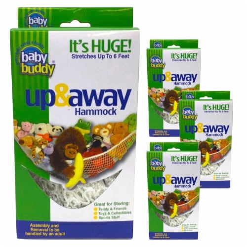 Baby Buddy Up & Away Kids Stuffed Animal Toy Hammock Organize, 4pk, White Perspective: front