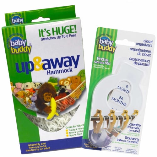 Baby Buddy Bundle, Up & Away Hammock + Closet Organizers 5ct, Storage, White Perspective: front
