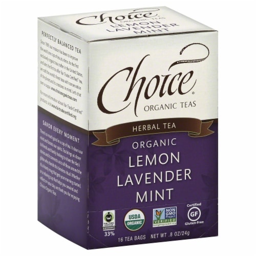 Choice Organic Lemon Lavender Mint Tea Perspective: front