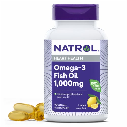 Natrol® Heart Health Omega-Three Purified Fish Oil Softgels Perspective: front